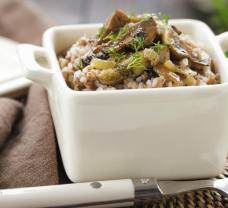 Krémové houbové krupoto s bílým vínem a parmazánem